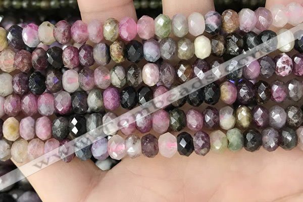 CTO680 15.5 inches 4.5*7mm - 5*8mm faceted rondelle tourmaline beads