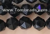 CTO716 15.5 inches 6mm faceted nuggets black tourmaline beads