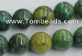 CTP06 15.5 inches 14mm round yellow green pine gemstone beads wholesale