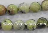 CTP105 15.5 inches 14mm round yellow pine turquoise beads wholesale