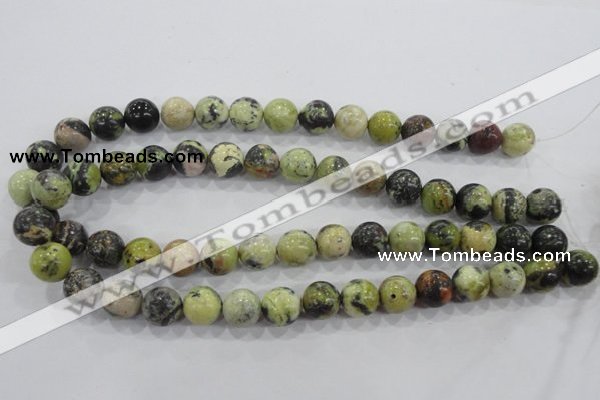 CTP105 15.5 inches 14mm round yellow pine turquoise beads wholesale