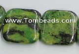 CTP12 15.5 inches 25*25mm square yellow green pine gemstone beads