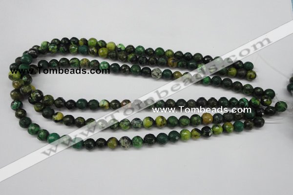 CTP212 15.5 inches 8mm faceted round yellow pine turquoise beads