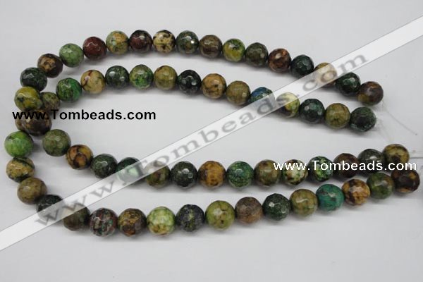 CTP214 15.5 inches 12mm faceted round yellow pine turquoise beads