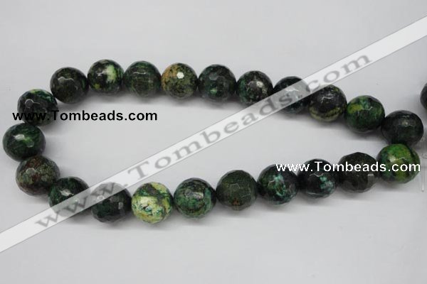 CTP217 15.5 inches 18mm faceted round yellow pine turquoise beads