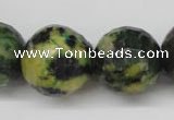 CTP218 15.5 inches 20mm faceted round yellow pine turquoise beads
