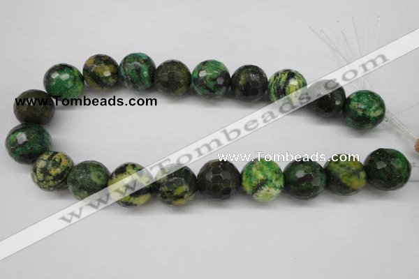 CTP218 15.5 inches 20mm faceted round yellow pine turquoise beads