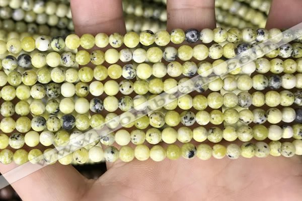 CTP220 15.5 inches 4mm round yellow turquoise beads wholesale