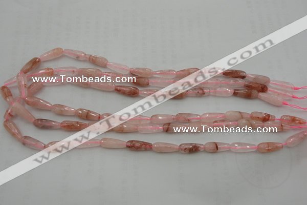 CTR02 15.5 inches 6*16mm faceted teardrop pink quartz beads