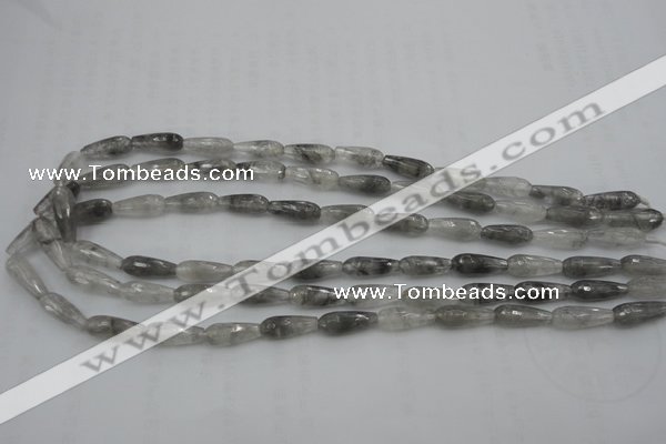 CTR03 15.5 inches 6*16mm faceted teardrop cloudy quartz beads