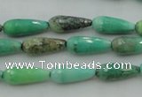 CTR06 15.5 inches 6*16mm faceted teardrop grass agate beads
