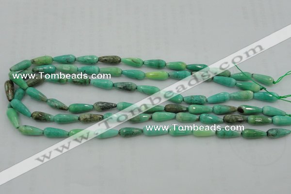 CTR06 15.5 inches 6*16mm faceted teardrop grass agate beads