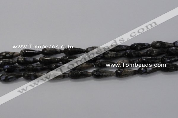 CTR100 15.5 inches 8*20mm faceted teardrop grey opal gemstone beads