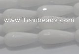 CTR105 15.5 inches 8*20mm faceted teardrop white porcelain beads