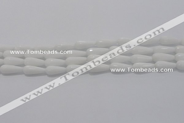 CTR105 15.5 inches 8*20mm faceted teardrop white porcelain beads