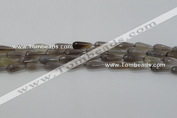 CTR106 15.5 inches 8*20mm faceted teardrop grey agate beads