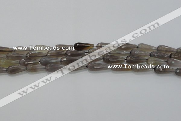 CTR106 15.5 inches 8*20mm faceted teardrop grey agate beads