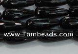 CTR109 15.5 inches 8*20mm faceted teardrop black agate beads