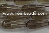 CTR110 15.5 inches 8*20mm faceted teardrop smoky quartz beads