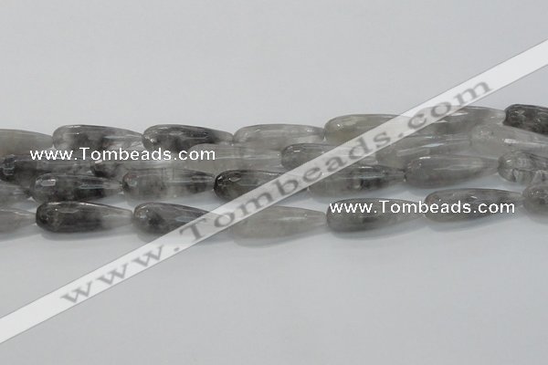 CTR131 15.5 inches 10*30mm faceted teardrop cloudy quartz beads