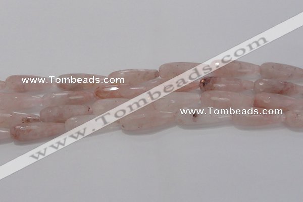 CTR132 15.5 inches 10*30mm faceted teardrop pink quartz beads