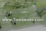 CTR136 15.5 inches 10*30mm faceted teardrop green rutilated quartz beads