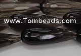 CTR137 15.5 inches 10*30mm faceted teardrop smoky quartz beads