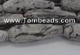 CTR139 15.5 inches 10*30mm faceted teardrop grey picture jasper beads