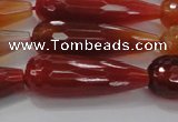 CTR142 15.5 inches 10*30mm faceted teardrop red agate beads