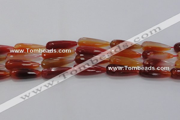 CTR142 15.5 inches 10*30mm faceted teardrop red agate beads