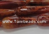 CTR143 15.5 inches 10*30mm faceted teardrop natural fire agate beads