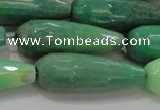 CTR144 15.5 inches 10*30mm faceted teardrop grass agate beads