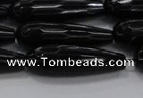 CTR145 15.5 inches 10*30mm faceted teardrop black agate beads