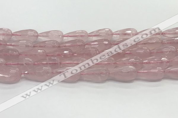 CTR159 15.5 inches 10*20mm faceted teardrop rose quartz beads