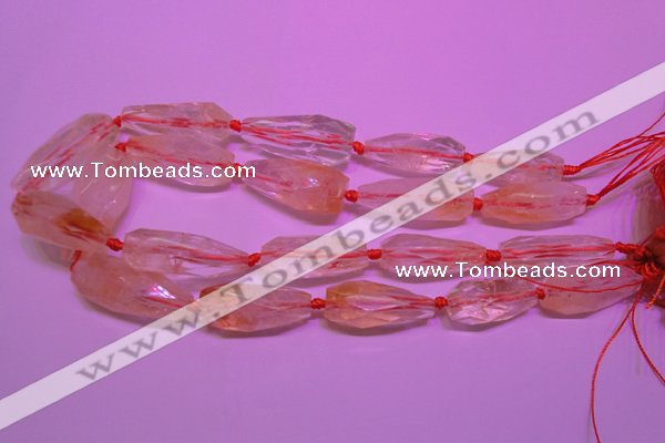 CTR201 15*30mm - 18*45mm faceted teardrop citrine gemstone beads