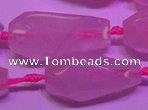 CTR203 16*35mm - 20*45mm faceted teardrop rose quartz beads