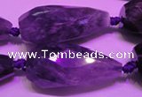 CTR205 15*30mm - 18*45mm faceted teardrop amethyst gemstone beads