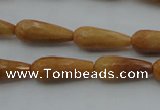CTR21 15.5 inches 8*20mm faceted teardrop yellow jade beads