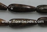 CTR30 15.5 inches 10*30mm faceted teardrop bronzite gemstone beads