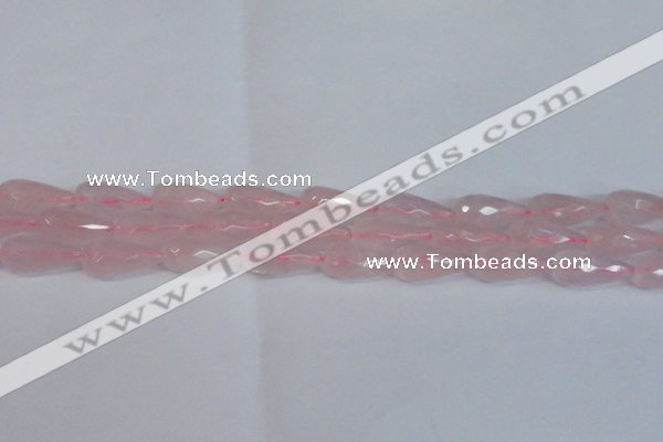 CTR301 15.5 inches 12*25mm faceted teardrop rose quartz beads