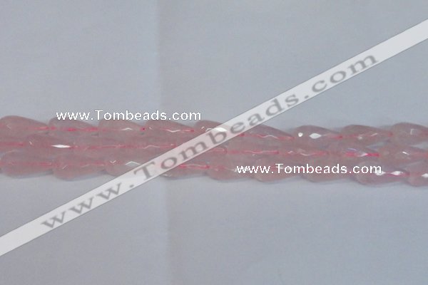 CTR301 15.5 inches 12*25mm faceted teardrop rose quartz beads