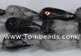 CTR302 15.5 inches 12*25mm faceted teardrop black rutilated quartz beads