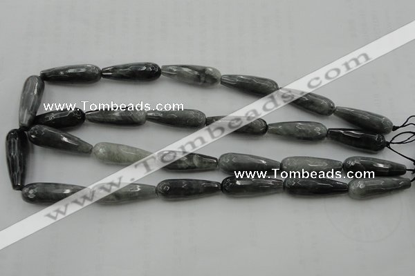 CTR31 15.5 inches 10*30mm faceted teardrop eagle eye jasper beads