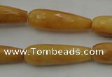 CTR33 15.5 inches 10*30mm faceted teardrop yellow jade beads