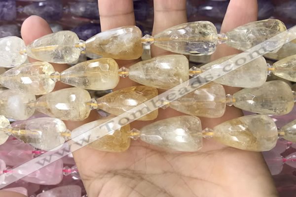 CTR351 15.5 inches 15*25mm faceted teardrop citrine beads