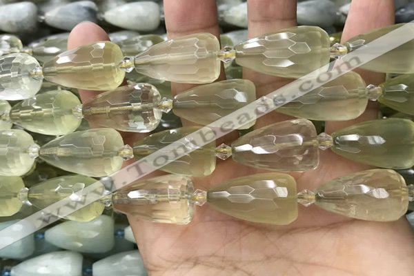 CTR352 15.5 inches 15*25mm faceted teardrop lemon quartz beads