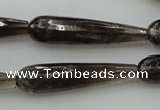 CTR42 15.5 inches 10*40mm faceted teardrop smoky quartz beads