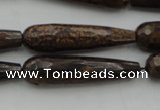 CTR45 15.5 inches 10*40mm faceted teardrop bronzite gemstone beads