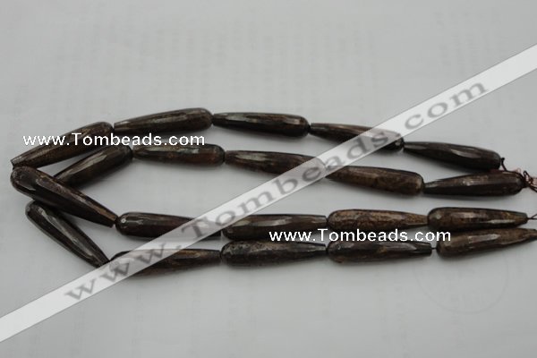 CTR45 15.5 inches 10*40mm faceted teardrop bronzite gemstone beads