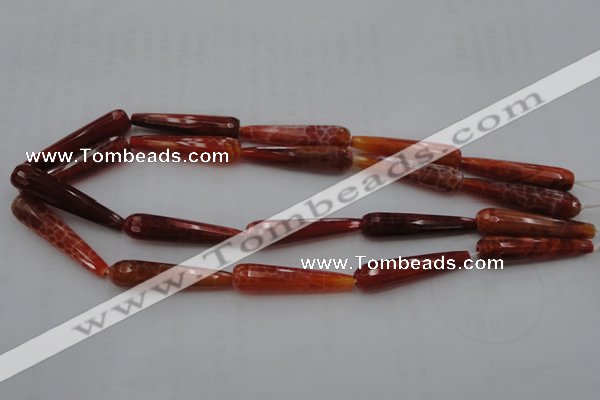 CTR46 15.5 inches 10*40mm faceted teardrop natural fire agate beads